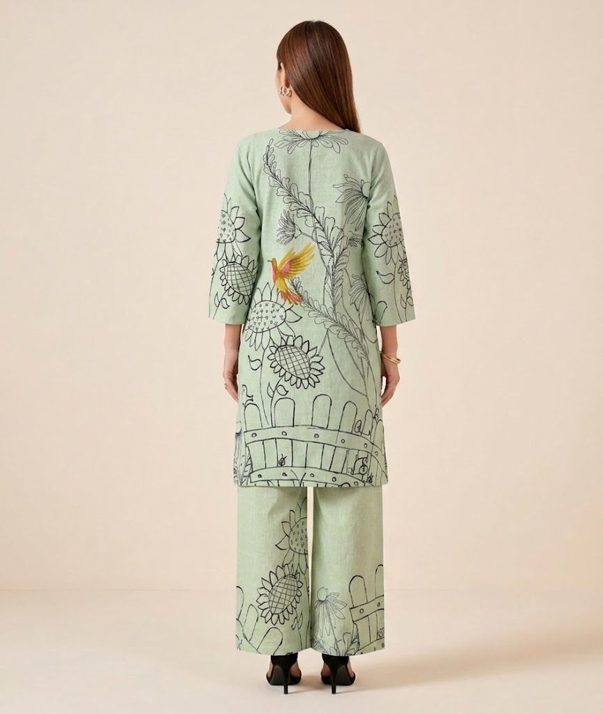 Sage Botanical Handloom Cotton Co-ord Set