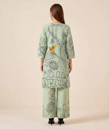 Sage Botanical Handloom Cotton Co-ord Set