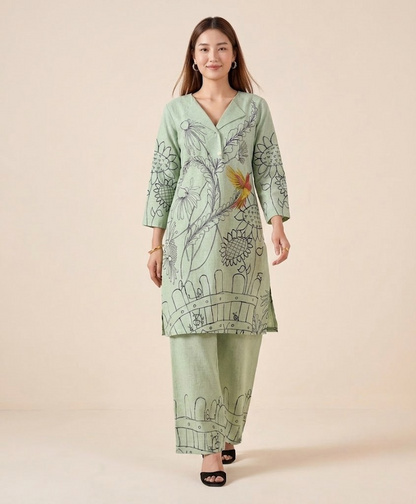 Sage Botanical Handloom Cotton Co-ord Set