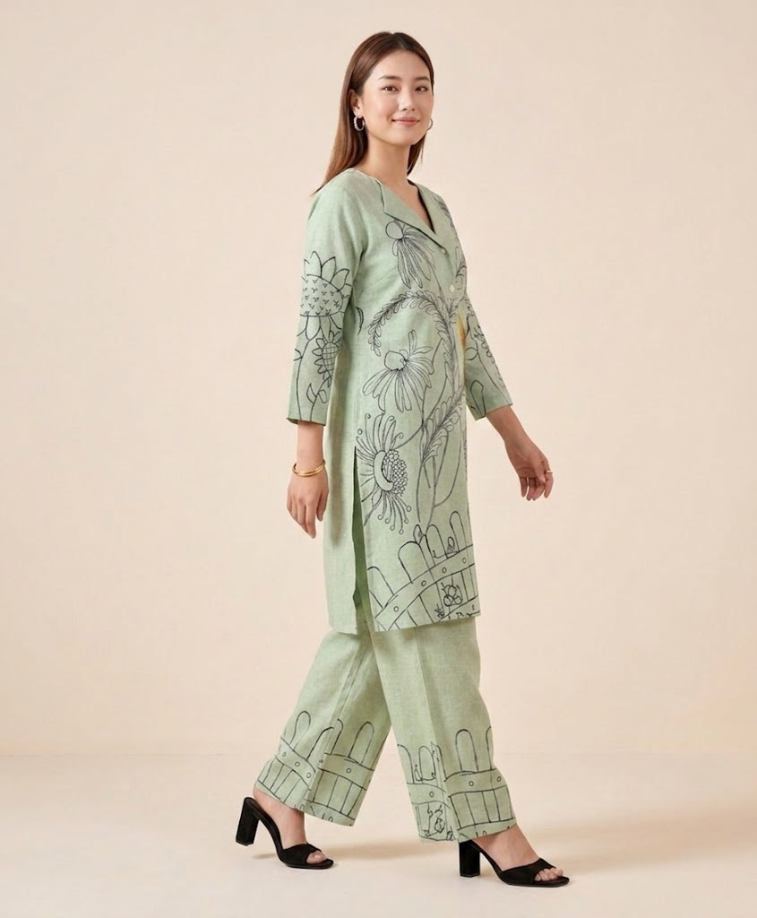 Sage Botanical Handloom Cotton Co-ord Set