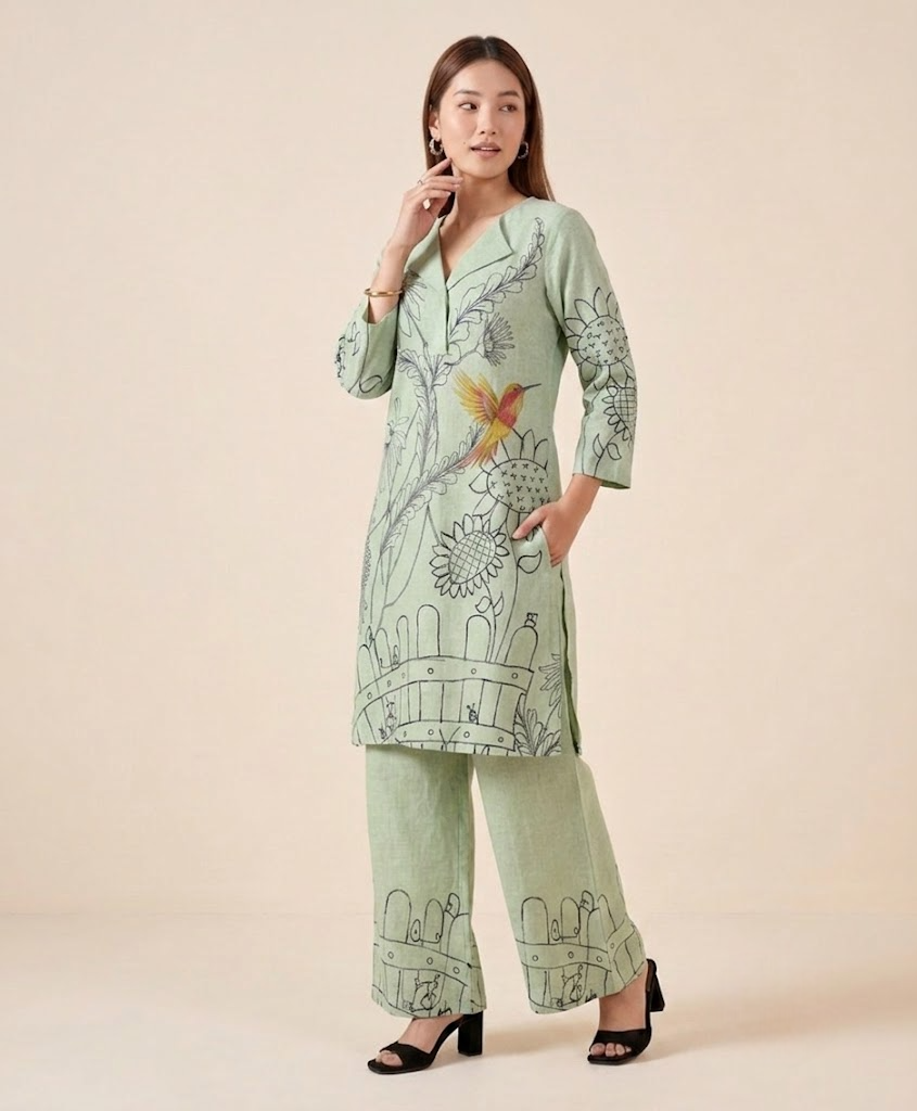 Sage Botanical Handloom Cotton Co-ord Set