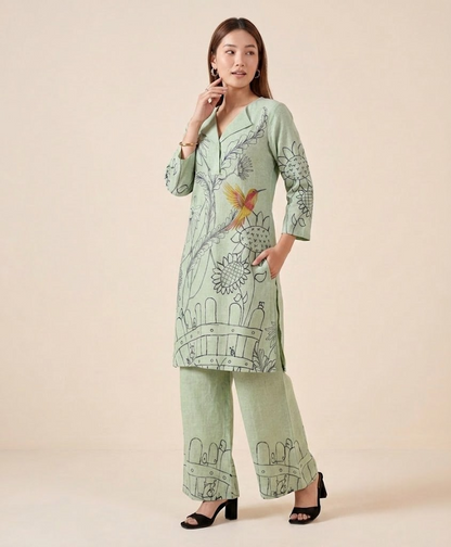 Sage Botanical Handloom Cotton Co-ord Set
