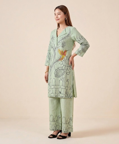 Sage Botanical Handloom Cotton Co-ord Set