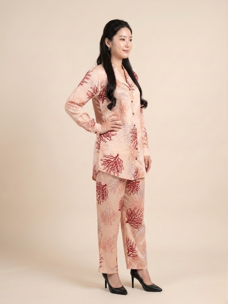 Pastel Pink Natural Crepe Co-ord Set