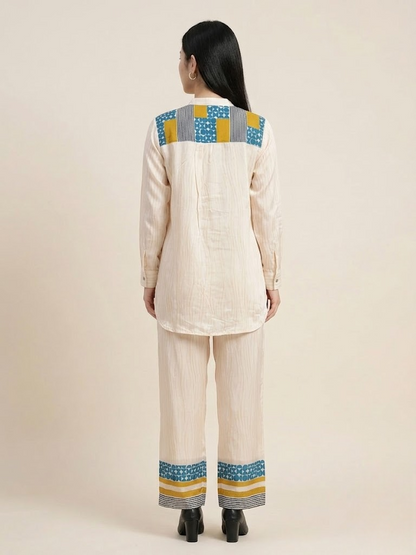 Geometric Print Natural Crepe Co-ord Set