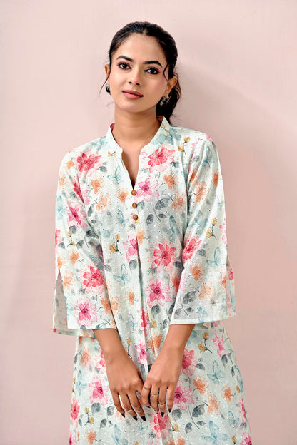 Pastel Garden Chikankari Co-ord set