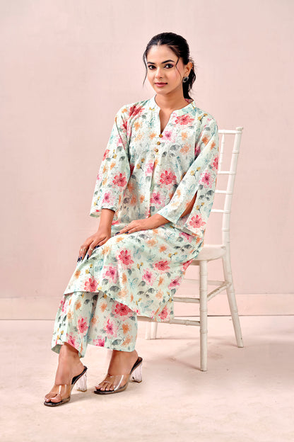 Pastel Garden Chikankari Co-ord set