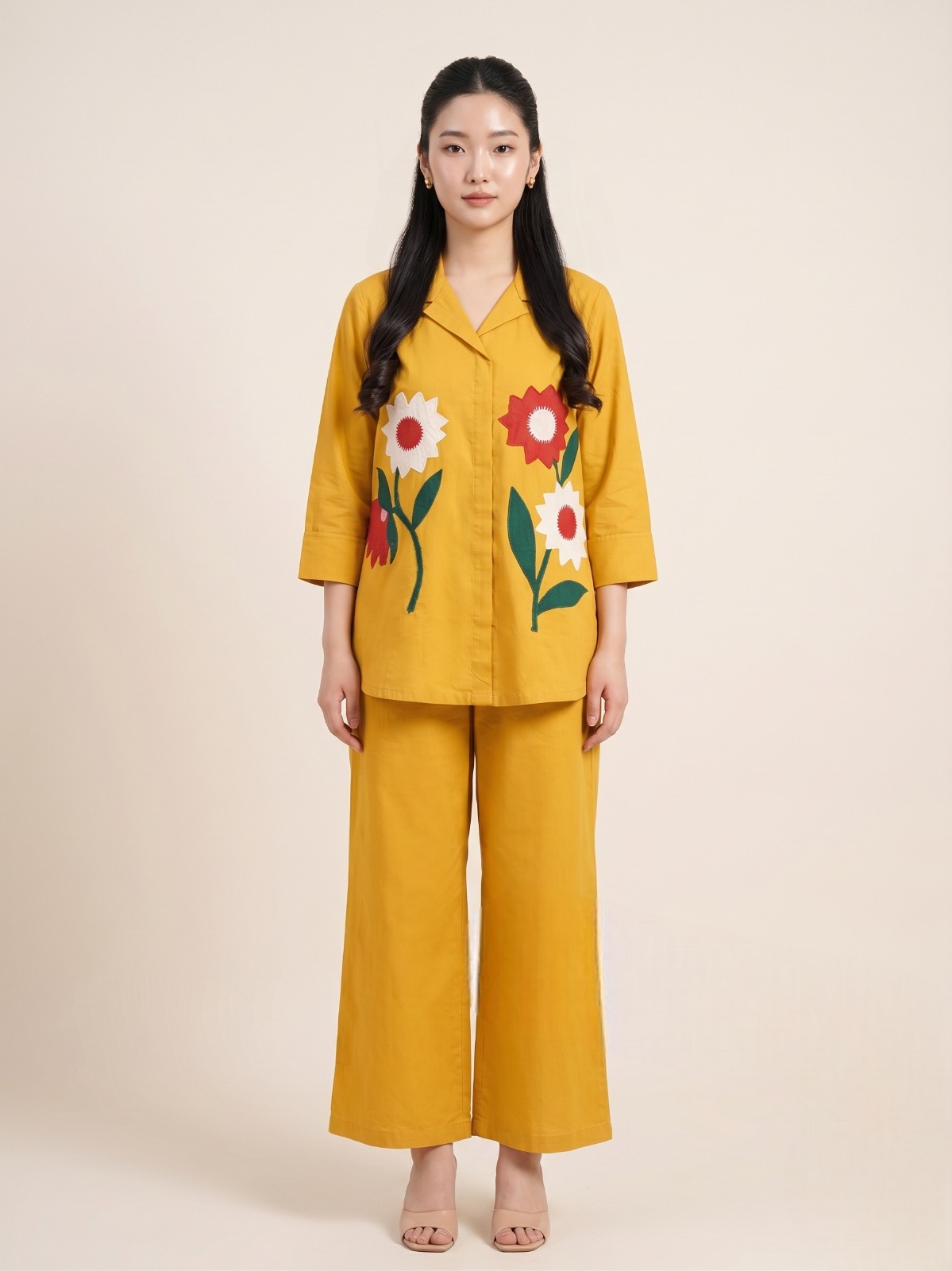 Sun-Kissed Elegance: Premium Cotton Floral Co-ord Set in Plus Sizes 3XL & 5XL