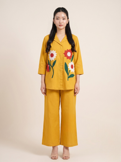 Sun-Kissed Elegance: Premium Cotton Floral Co-ord Set in Plus Sizes 3XL & 5XL