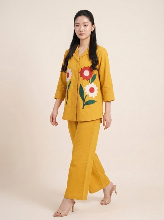 Sun-Kissed Elegance: Premium Cotton Floral Co-ord Set in Plus Sizes 3XL & 5XL