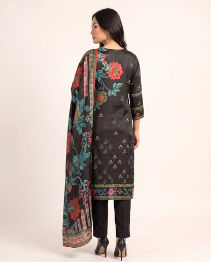 Floral Elegance Natural Crepe Kurta Set