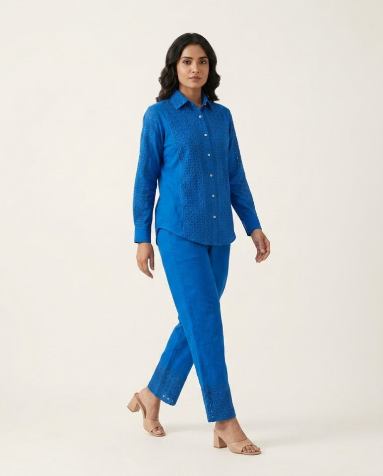 Blue Cambric Cotton Co-ord Set