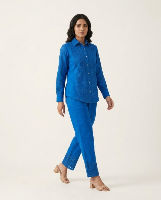 Blue Cambric Cotton Co-ord Set