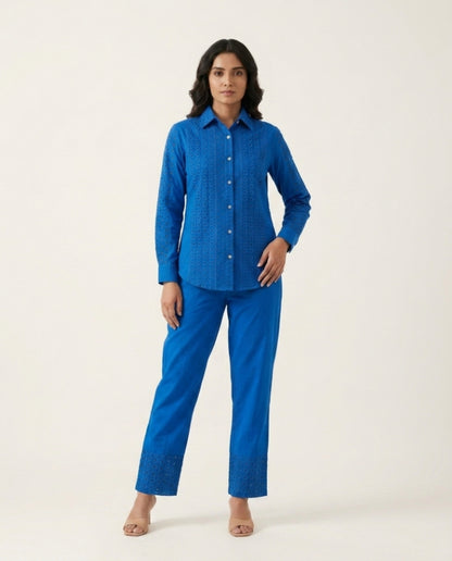 Blue Cambric Cotton Co-ord Set
