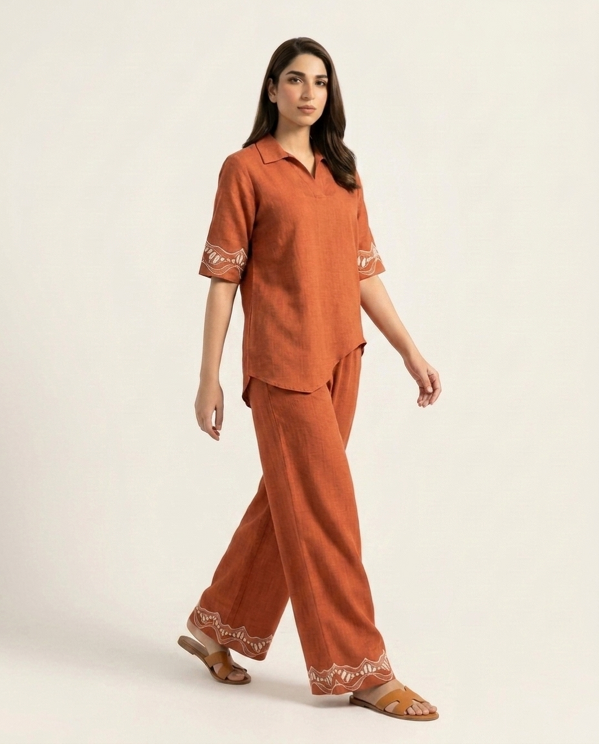 Rust Pure Linen Co-ord Set