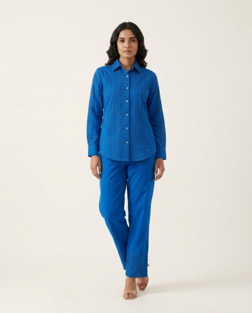Blue Cambric Cotton Co-ord Set