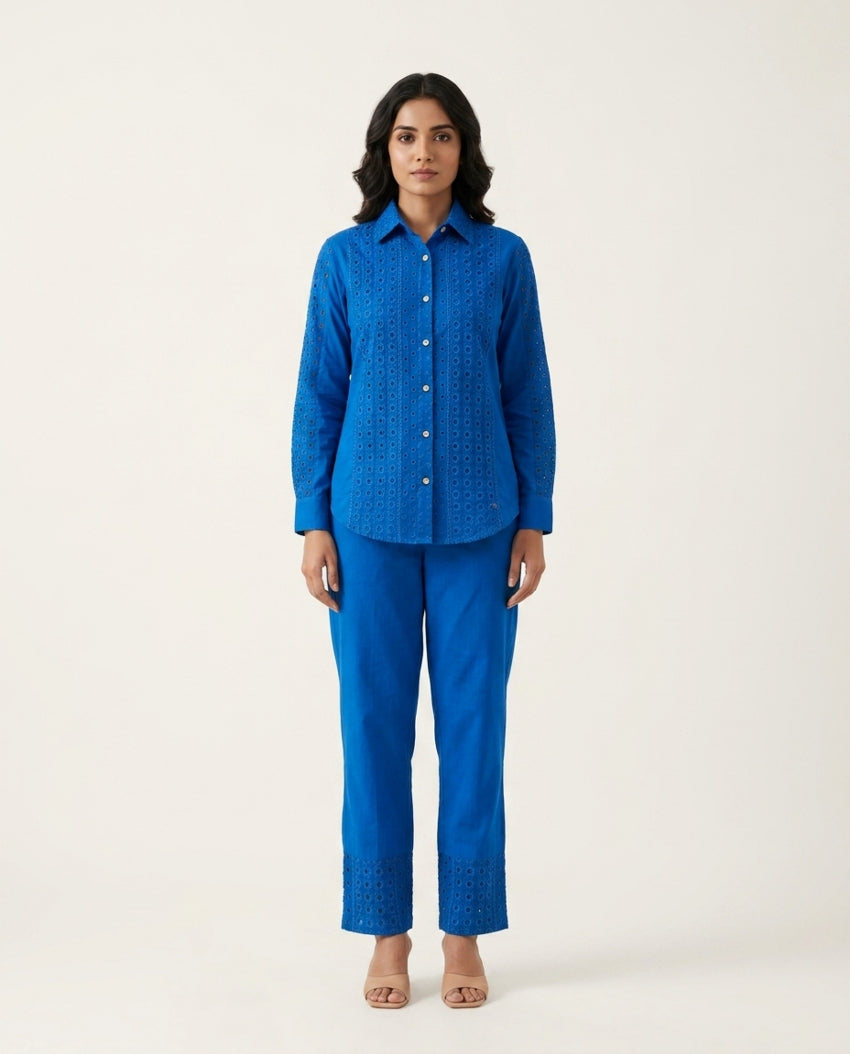 Blue Cambric Cotton Co-ord Set