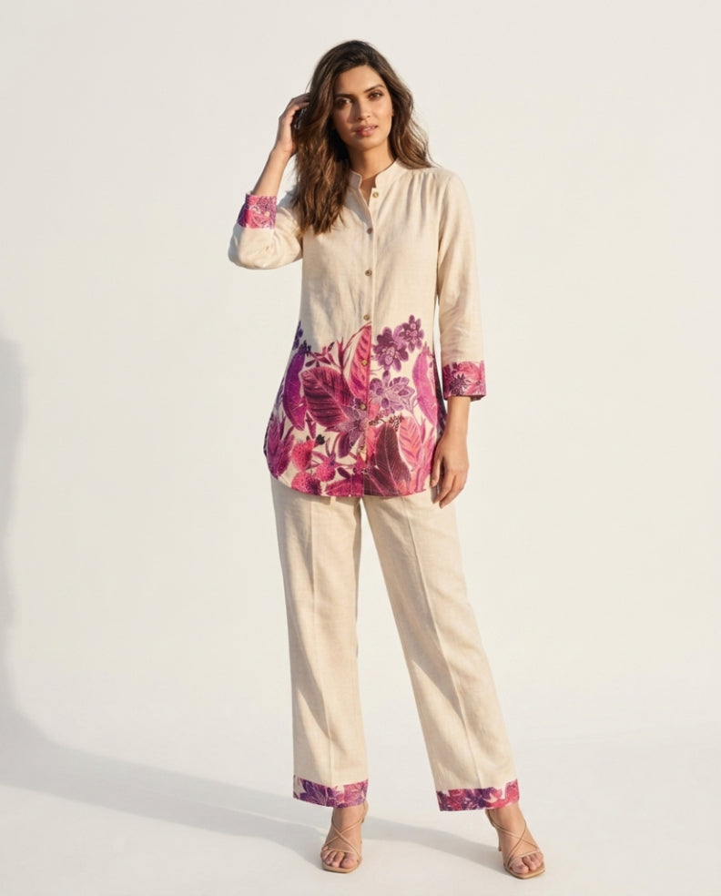 Off White Handloom Cotton Co-ord Set