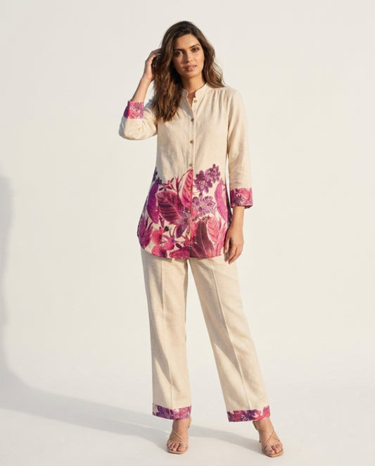 Off White Handloom Cotton Co-ord Set
