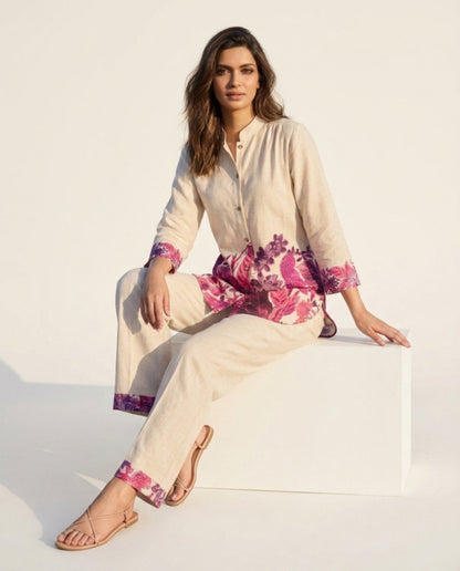 Off White Handloom Cotton Co-ord Set