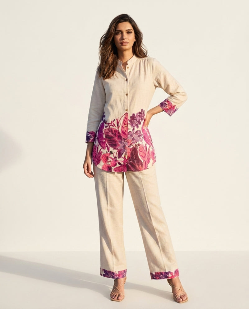 Off White Handloom Cotton Co-ord Set