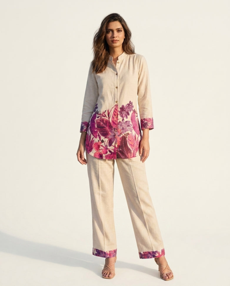 Off White Handloom Cotton Co-ord Set