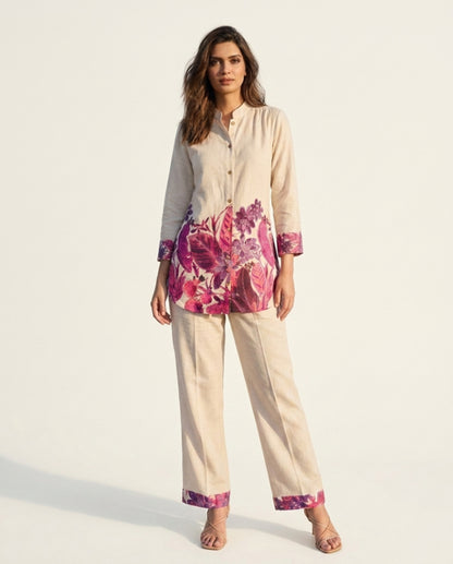 Off White Handloom Cotton Co-ord Set
