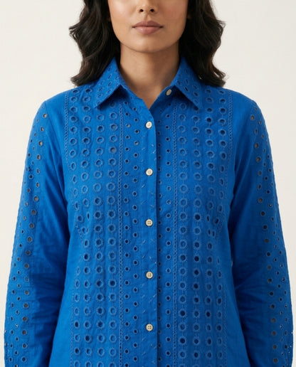 Blue Cambric Cotton Co-ord Set