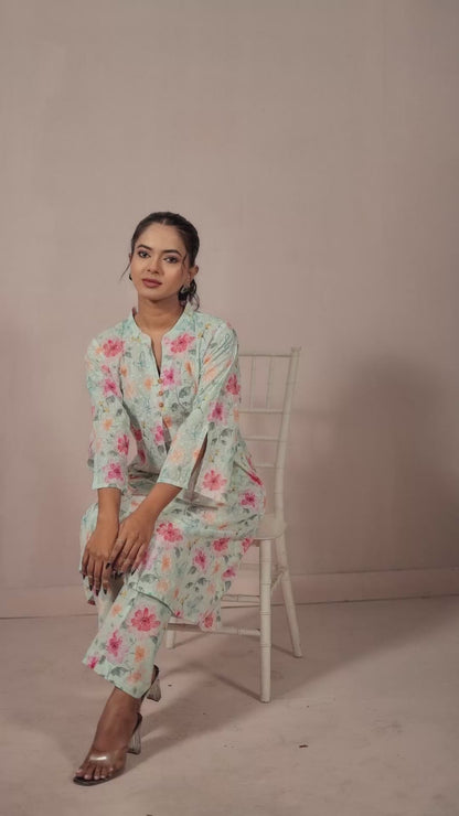 Pastel Garden Chikankari Co-ord set