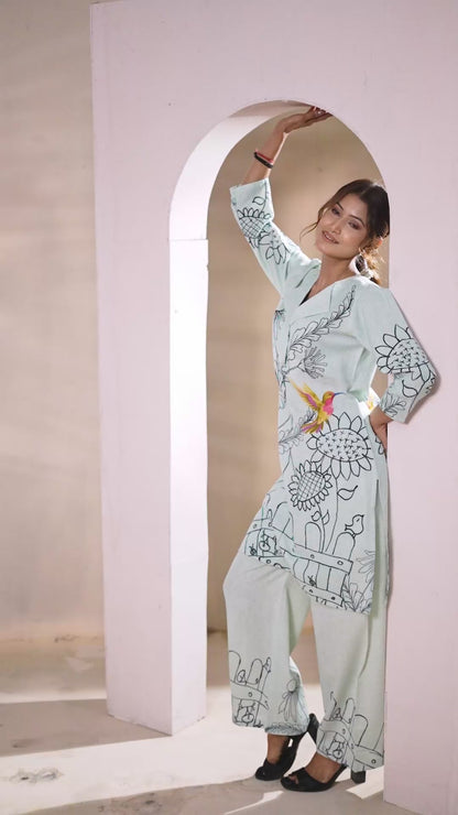 Sage Botanical Handloom Cotton Co-ord Set