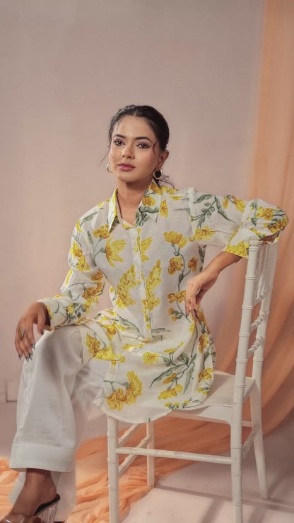 Yellow Bloom Premium Cupro Muslin Shirt