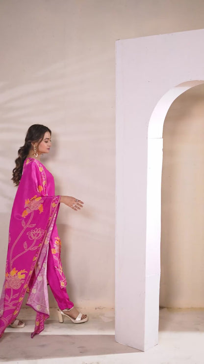 Urban Ethnic Magenta Crepe Kurta Set