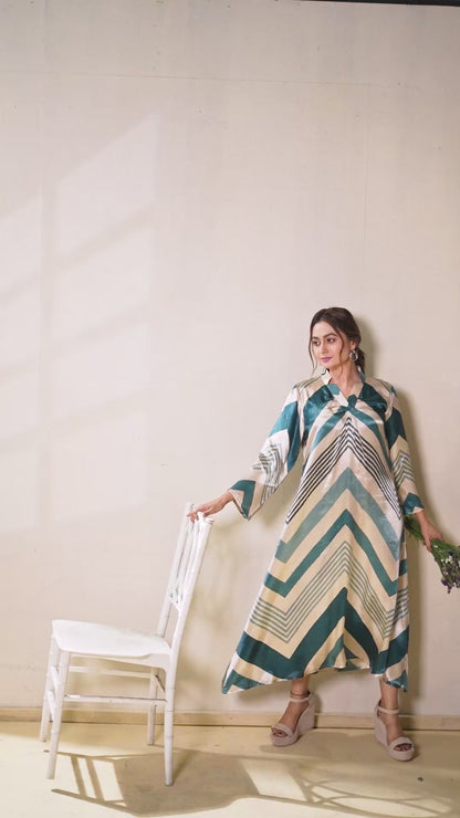Teal Luxe Pure Gajji Silk Maxi Dress
