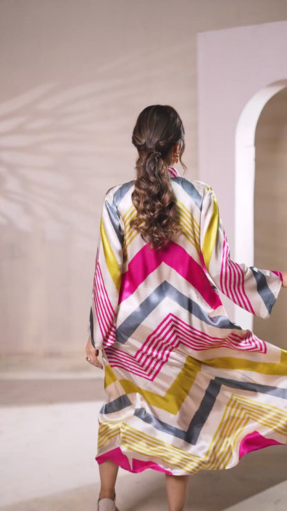 Luxe Chevron Pure Gajji Silk Maxi Dress