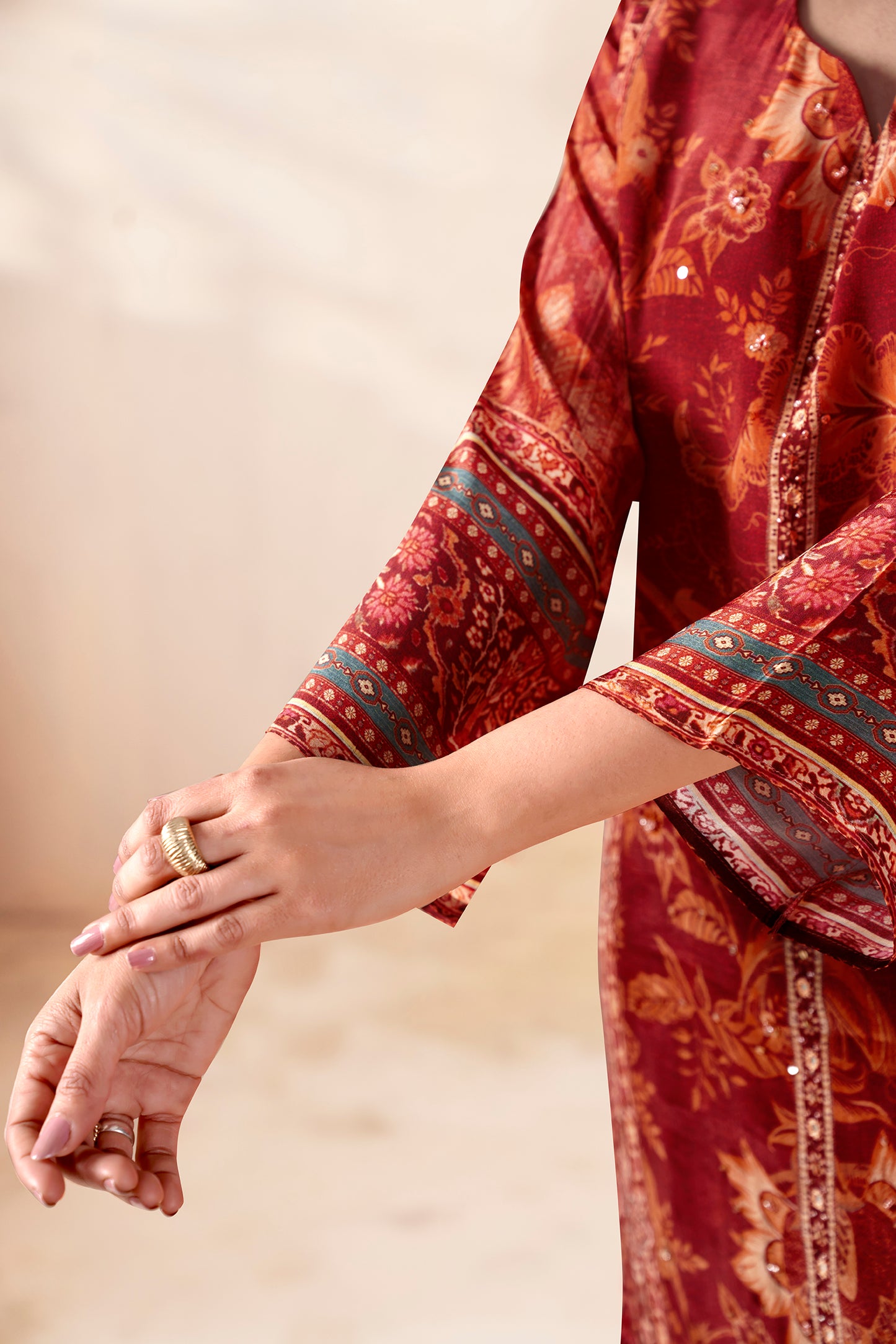Heritage Maroon Pure Crepe Kurta Set